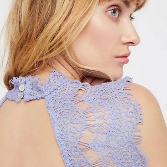 Intimately Free People Daydream Bodycon Blue Lace Backless Dress Size Large - Picture 3 of 14